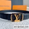 LV/Louis Vuitton, steel resin inlaid with zirconium rare deerskin men\'s belt 4.0cm