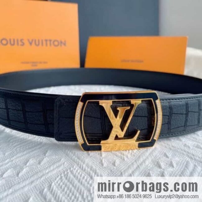 LV/Louis Vuitton, steel resin inlaid with zirconium rare deerskin men\'s belt 4.0cm