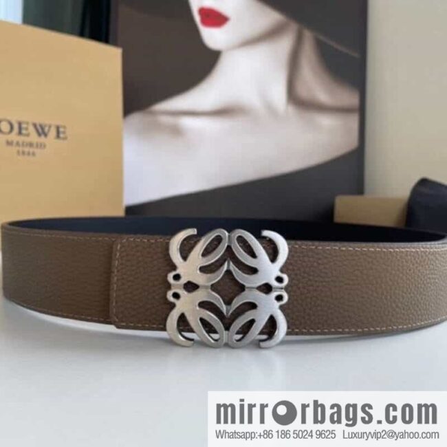 LOEVE Luo Yiwei stainless steel logo pattern metal buckle with the first layer of cowhide double-sided belt 40mm