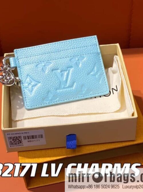[Boutique‑grade] M82171 pearlescent blue, full leather M82739 card holder wallet series LV CHARMS card holder