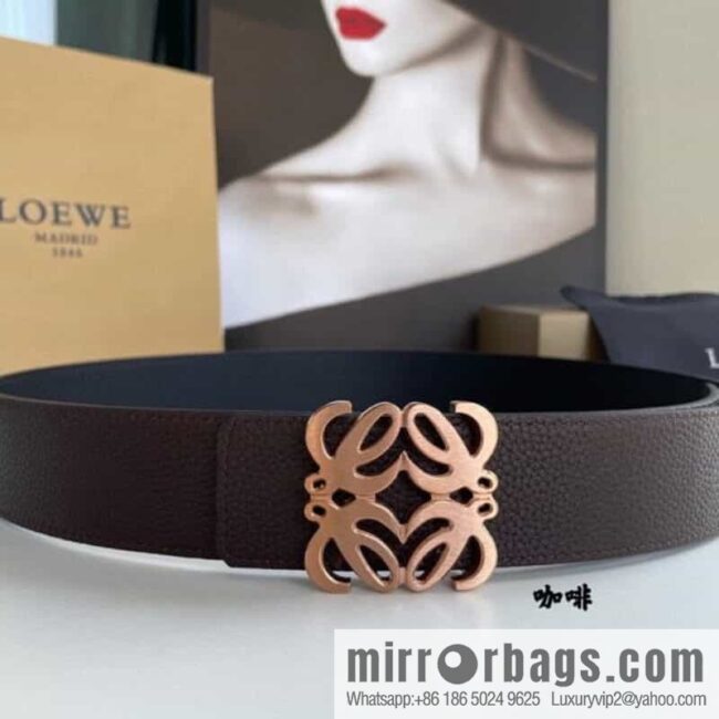 LOEVE Luo Yiwei stainless steel logo pattern metal buckle with the first layer of cowhide double-sided belt 40mm