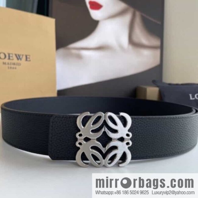 LOEVE Luo Yiwei stainless steel logo pattern metal buckle with the first layer of cowhide double-sided belt 40mm