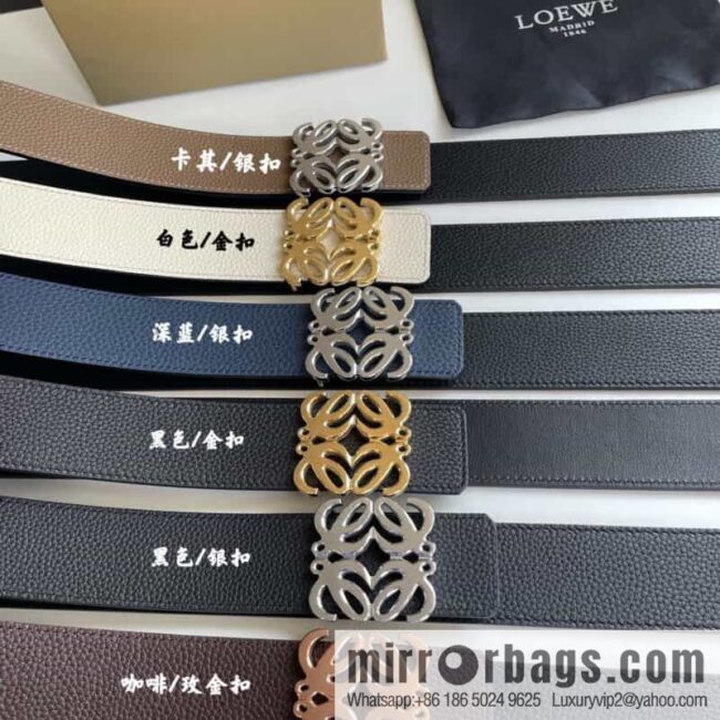LOEVE Luo Yiwei stainless steel logo pattern metal buckle with the first layer of cowhide double-sided belt 40mm