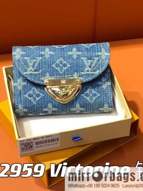 [Boutique‑grade] M82959 blue denim, flip wallet series Victorine wallet