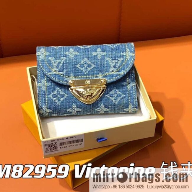 [Boutique‑grade] M82959 blue denim, flip wallet series Victorine wallet