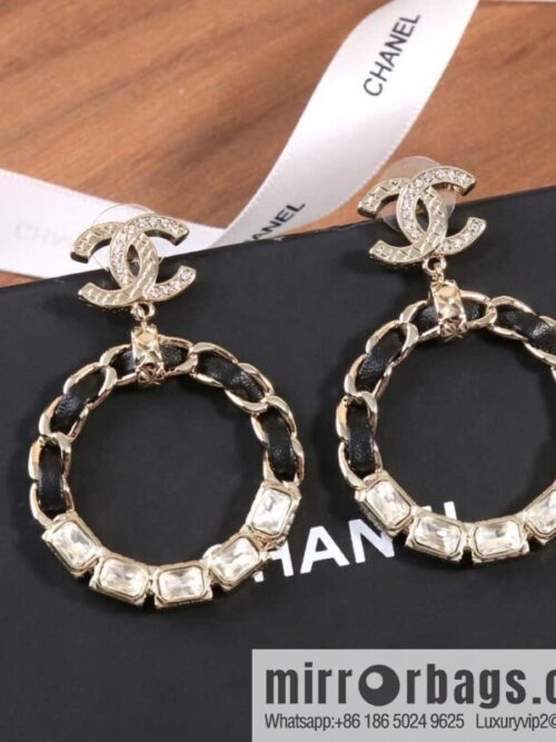 IMG_8489-800x800u4mcgk1aoof135550_20250704220453.jpg ☀️New ☑️ Chanel double c black leather rope round earrings stud earrings