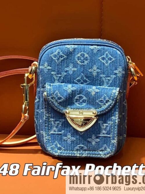 [Boutique‑grade] M82948 blue denim, mailman bag series Fairfax Pochette handbag
