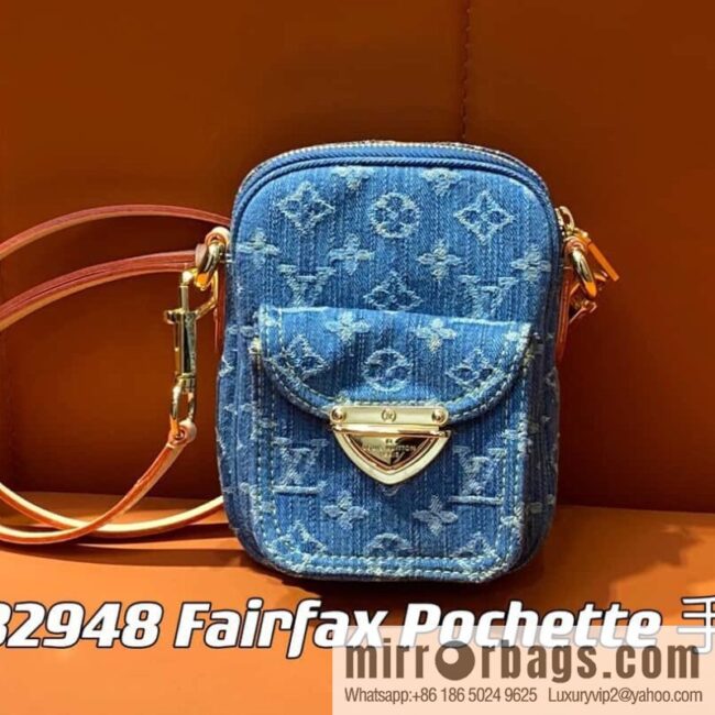 [Boutique‑grade] M82948 blue denim, mailman bag series Fairfax Pochette handbag