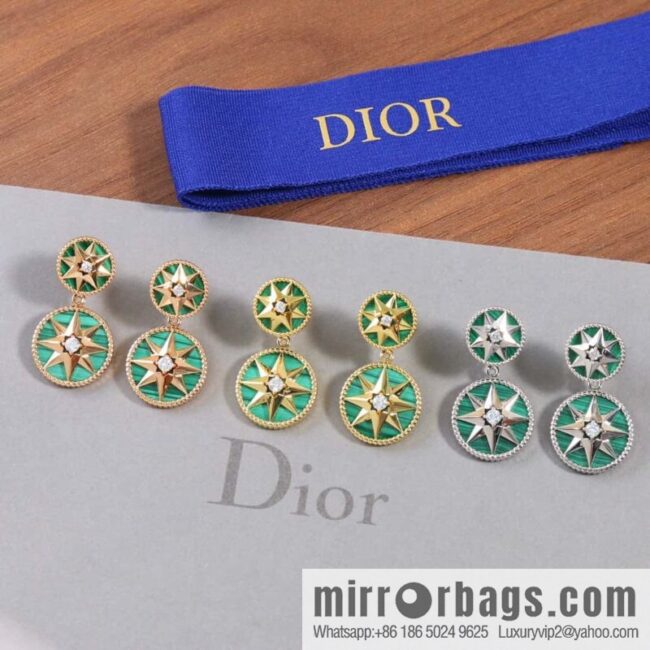 New ☑️ Dior octagram malachite compass stud earrings