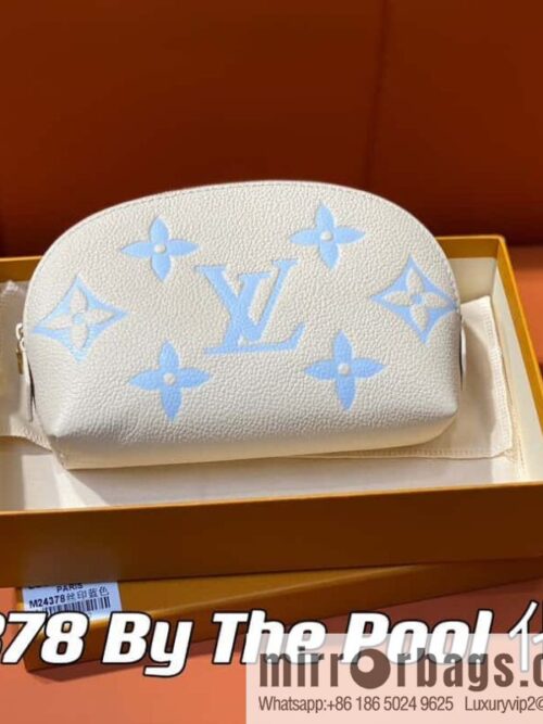 [Premium‑quality] M24378 silk screen beige, full leather pouch series By The Pool pouch