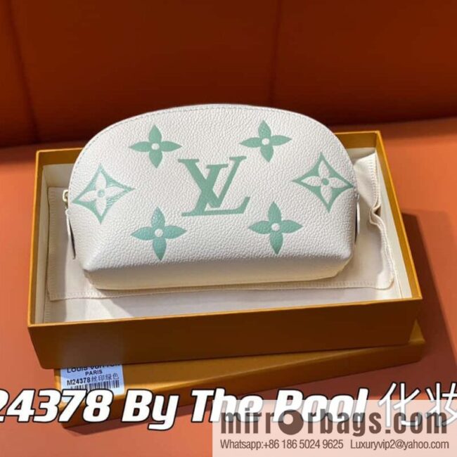 [Premium‑quality] M24378 silk screen green, full leather pouch series By The Pool pouch