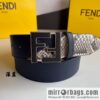 FENDI Fendi FF logo exquisite craftsmanship metal buckle first layer cowhide splicing snake skin belt