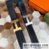 Hermes Hermes, fine steel four-corner solder joint metal buckle with first layer cowhide double-sided men\'s 3.8cm belt
