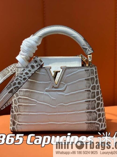 [Boutique‑grade] M48865 Himalayan, crocodile pattern full leather cap that English series Capucines mini handbag