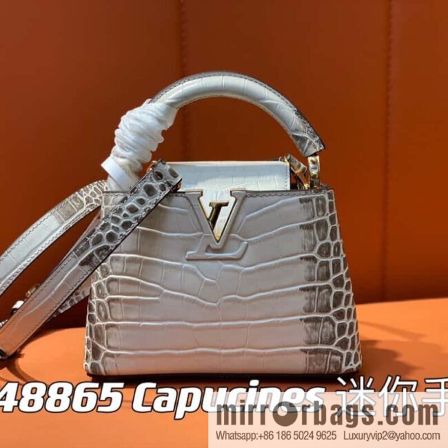 [Boutique‑grade] M48865 Himalayan, crocodile pattern full leather cap that English series Capucines mini handbag