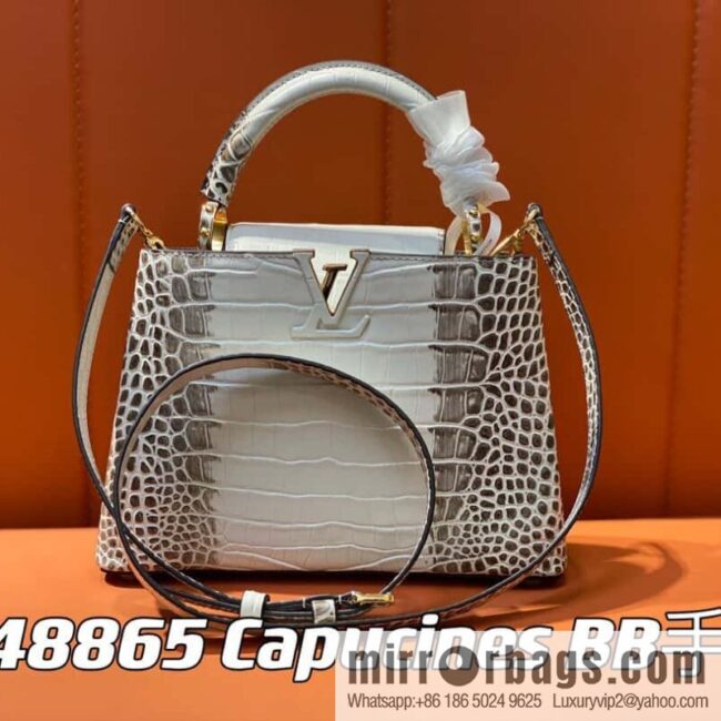 [Boutique‑grade] M48865 Himalayan, crocodile pattern full leather cap that English series Capucines BB handbag