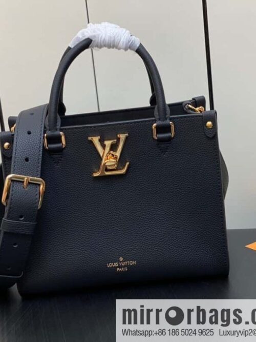 [Boutique‑grade] M22311 black full leather square bag series Lock & Go handbag M23637