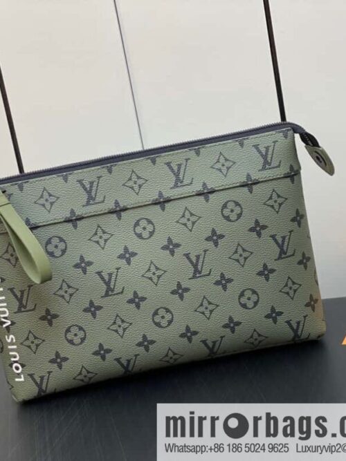 [Boutique‑grade] M82008 green flower clutch bag series Pochette Voyage Souple clutch bag Keepall Bandoulière 25 handbag