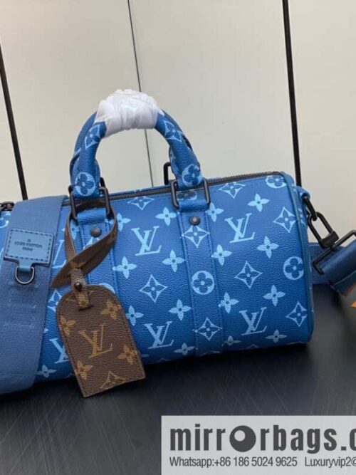 [Boutique‑grade] M46803 Blue Flower, Men\'s Bag Pillow Bag Series KEEPALL BANDOULIZRE 25 Handbag