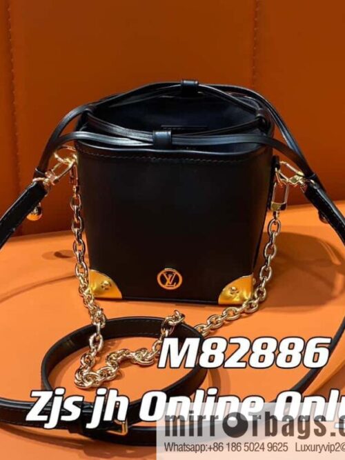 [Boutique‑grade] M82886 black full leather mini bucket bag siu mai bag series Zjs jh Online Only handbag