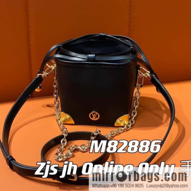 [Boutique‑grade] M82886 black full leather mini bucket bag siu mai bag series Zjs jh Online Only handbag