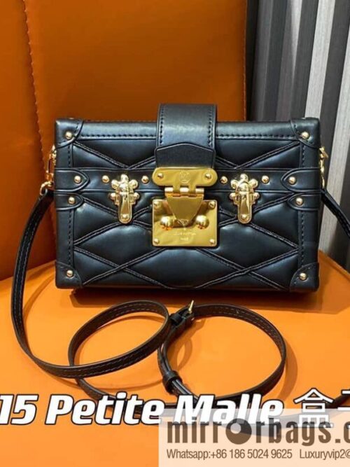 [Boutique‑grade] M23815 black diamond, box bag, box series Petite Malle box handbag