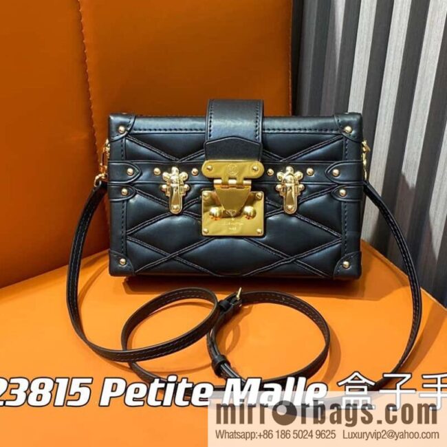 [Boutique‑grade] M23815 black diamond, box bag, box series Petite Malle box handbag