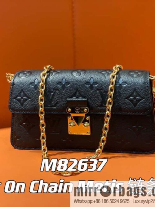 [Premium‑quality] M82637 black full leather embossed chain bag series Wallet On Chain Metis chain strap handbag M82836 82637