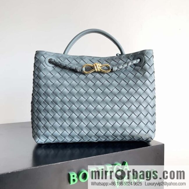 BV Bottega Veneta2023 New Andiamo woven handbag, medium, model number: 743572 slate gray