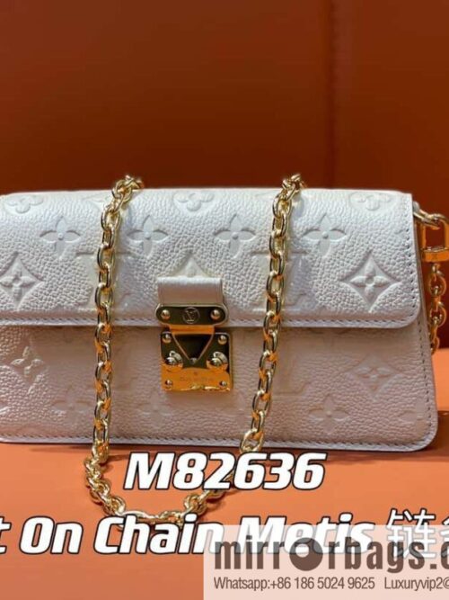 [Boutique‑grade] M82636 white full leather embossed chain bag series Wallet On Chain Metis chain strap handbag M82836 82637
