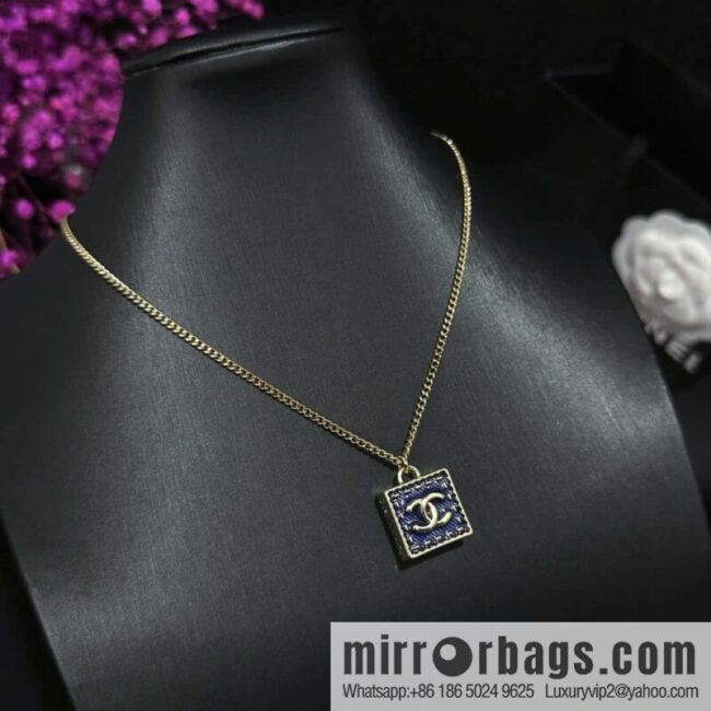 ❗️New ❗️ Chanel necklace ☀️ new ☑️ Chanel denim square double c necklace ☀️