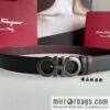 Ferragamo Ferragamo, double-sided with delicate first-layer cowhide cross-textured belt 3.5cm