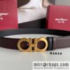 Ferragamo Ferragamo, double-sided with delicate first-layer cowhide cross-textured belt 3.5cm