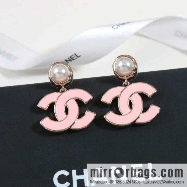 ☀️New ☑️ chanel c2 double c pink oil drop pearl earrings ☀️