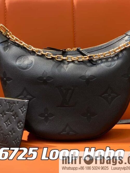 [Boutique‑grade] M46725 black full leather, moon bag series, this Loop Hobo handbag.