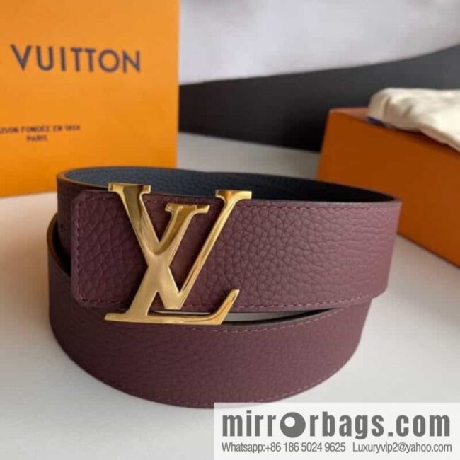LOUIS VUITTON Louis Vuitton counter hanging buckle double-sided lychee lychee black/khaki belt
