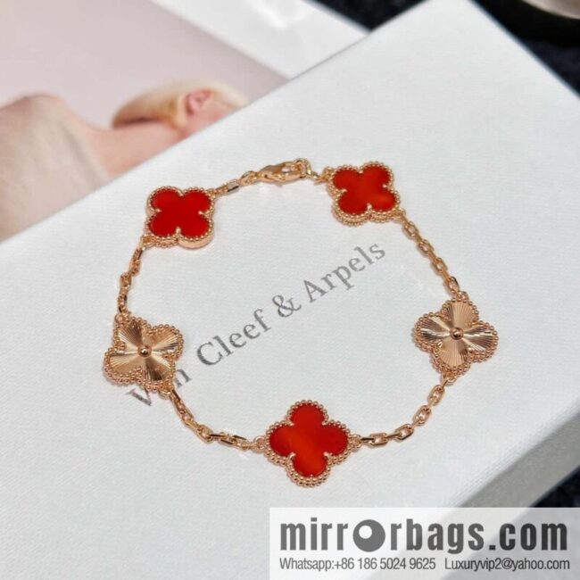 ❗️CNC version ❗️ ☀️ Van Cleef & Arpels engraved laser agate four-leaf clover five-flower bracelet ☀️ (copy) (copy)
