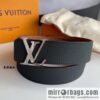 LOUIS VUITTON Louis Vuitton counter hanging buckle double-sided lychee lychee black/khaki belt