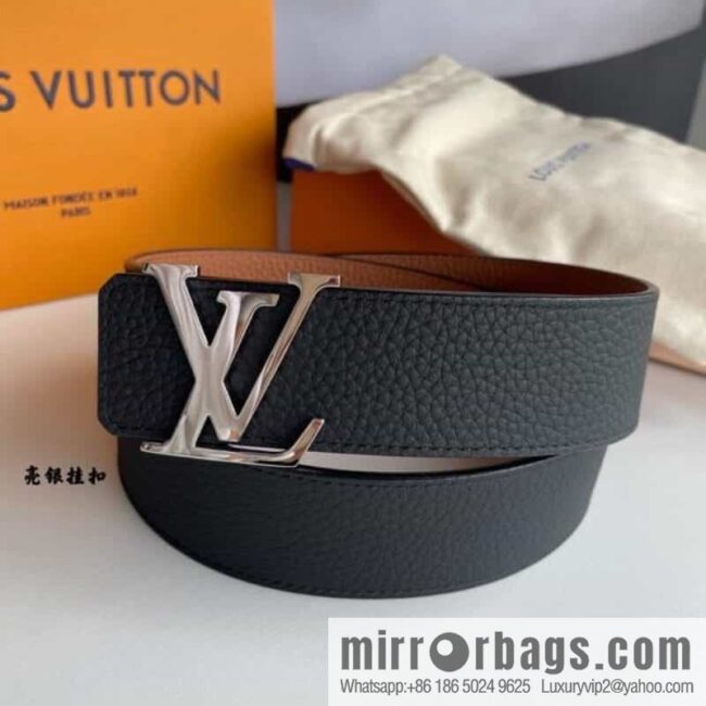 LOUIS VUITTON Louis Vuitton counter hanging buckle double-sided lychee lychee black/khaki belt