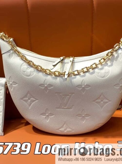 [Boutique‑grade] M46725 meters white full leather, moon bag series, this Loop Hobo handbag.