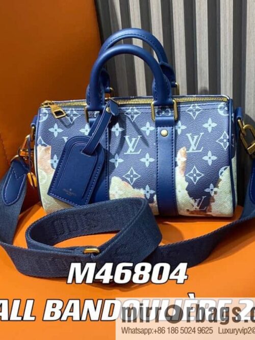 [Boutique‑grade] M46804 blue flame, men\'s bag, pillow bag series KEEPALL BANDOULIZRE 25 handbag