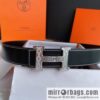 Hermès, stainless steel h inlaid with diamond metal buckle men\'s 3.8cm first-layer cowhide belt