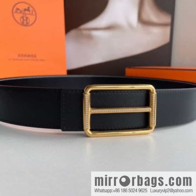 Hermès, Seiko crafted inlaid diamond buckle double-sided delicate cowhide belt