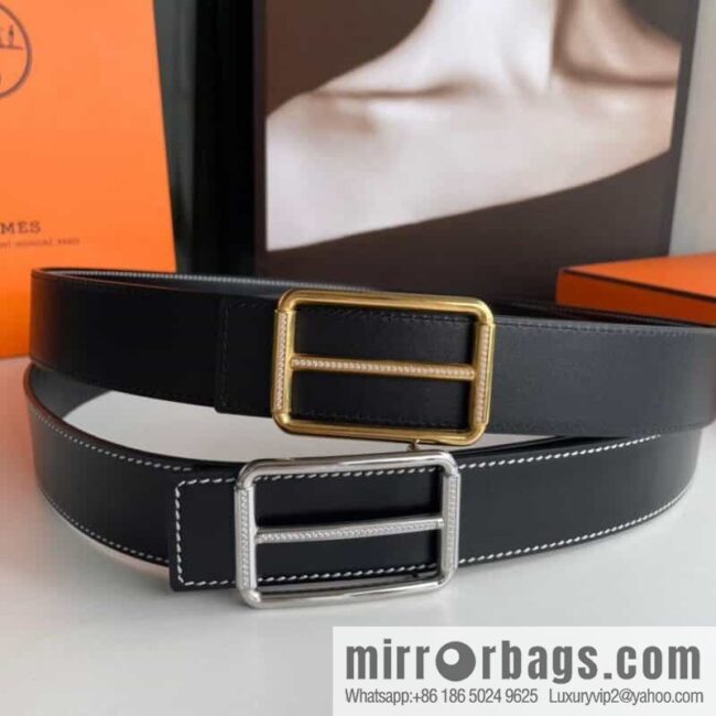 Hermès, Seiko crafted inlaid diamond buckle double-sided delicate cowhide belt