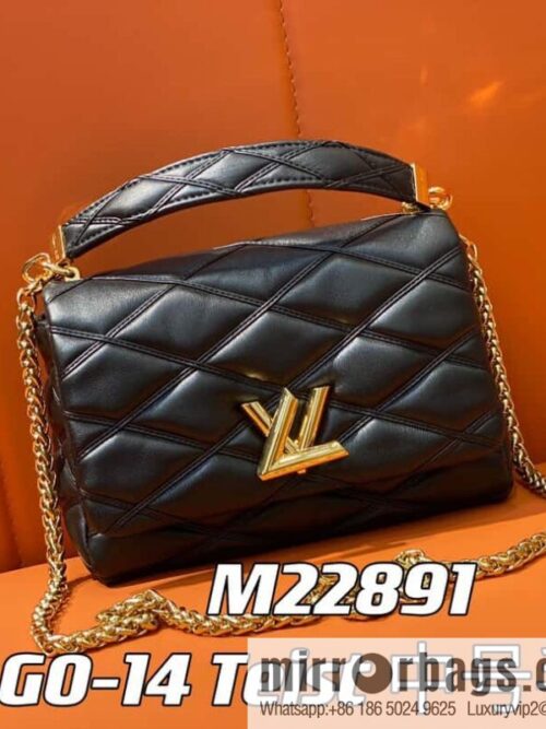 [Boutique‑grade] M22890 white, full leather rhombus chain bag series GO-14 Teist medium handbag M22891