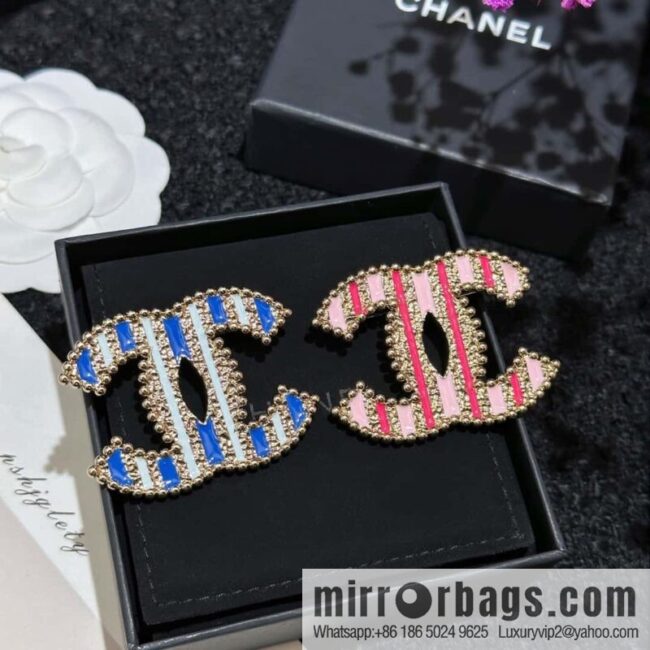 ❗️New ❗️ ☀️ new ☑️ Chanel double c vertical stripe oil drop brooch ☀️