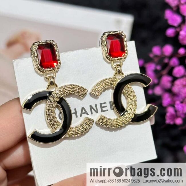 ❗️New ❗️ chanel stud earrings ☀️ new ☑️ chanel c2 double c ruby stud earrings ☀️