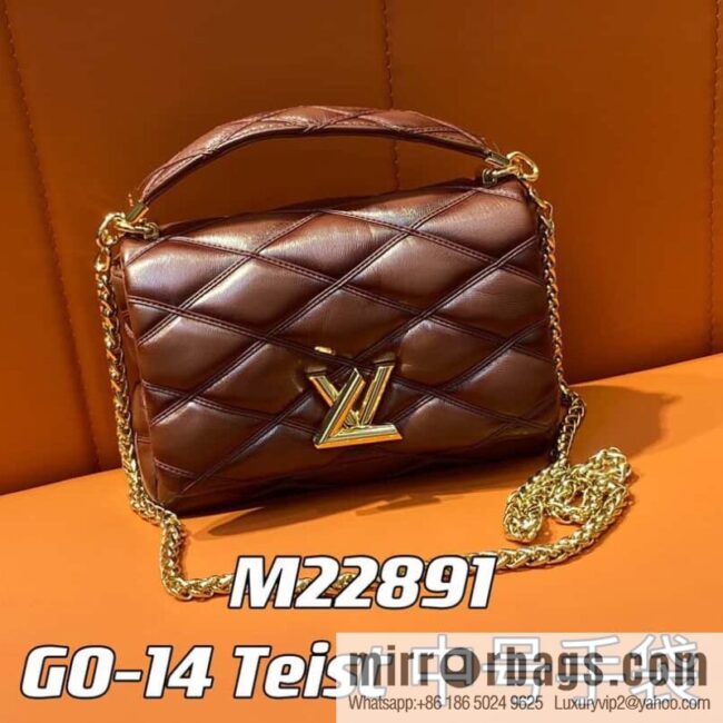 [Boutique‑grade] M22890 full leather rhombus chain bag series GO-14 Teist medium handbag M22891