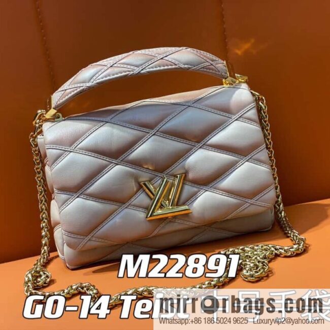 [Boutique‑grade] M22890 full leather rhombus chain bag series GO-14 Teist medium handbag M22891