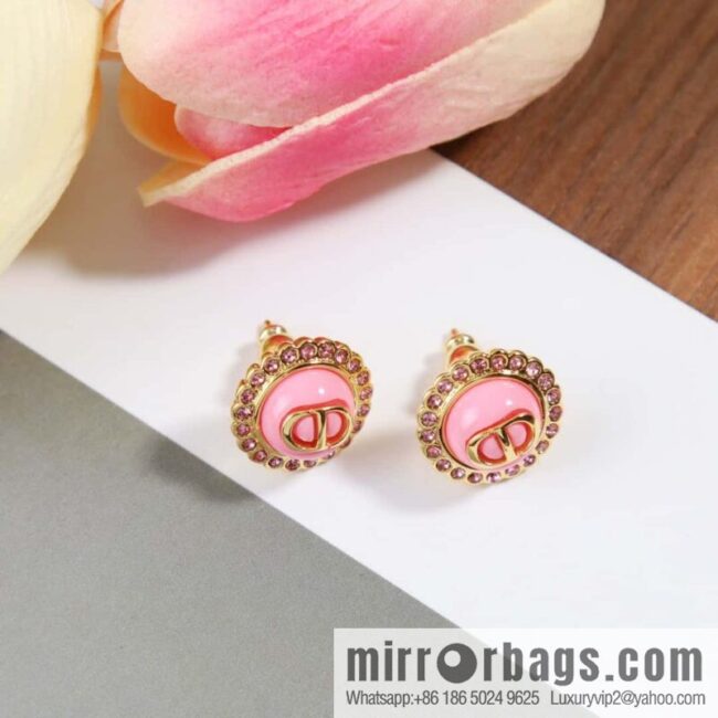 New ☑️ DIOR pink CD stud earrings